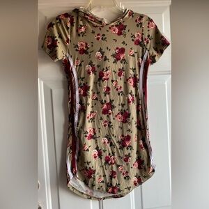 Floral Kids Casual Dress - Red and Green